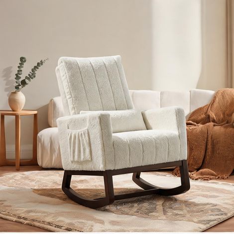 Fauteuil crème en flanelle Neige 100 Polyester 97 x 67 x 110 cm (1/5)