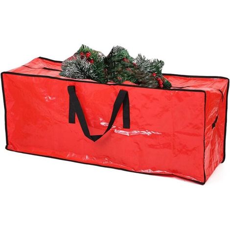 Sacchetto per riporre l'albero di Natale, grande capacità, in polietilene intrecciato, ideale per uso interno, 122 x 38 x 50 cm (rosso)