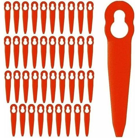 Cuchillas de repuesto de plástico, 40 piezas de cuchillas de corte de plástico de repuesto, cuchillas de borde de corte, accesorios para cortadora de césped (Rojo) (1/3)
