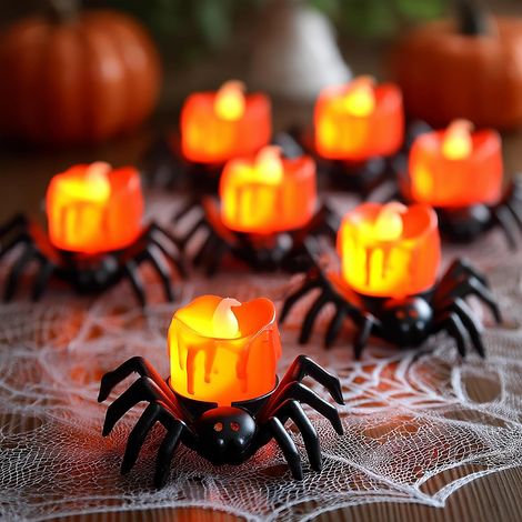 Lot de 12 guirlandes lumineuses LED en forme d'araignée pour Halloween - Fonctionnent sur piles - Lampes chandelier (1/5)