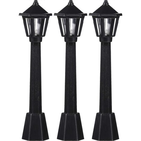 Lot de 3 figurines miniatures et ornements pour micro-paysages, lampes de rue miniatures, éclairage créatif (noir)-7.50X2.00X2.00CM-Black (1/4)
