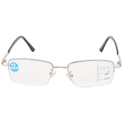 Multifokale, ermüdungshemmende Metall-Lesebrille mit Blaulichtfilter bei Alterssichtigkeit, silber 150 (1/5)