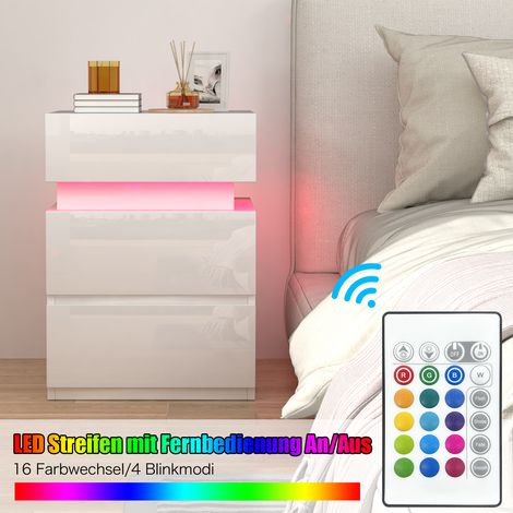 Sifree – Table de chevet LED multifonction avec 2 tiroirs – Panneau de particules 40x35x55cm – 16 couleurs RGB – Design moderne pour chambre/salon (1/4)