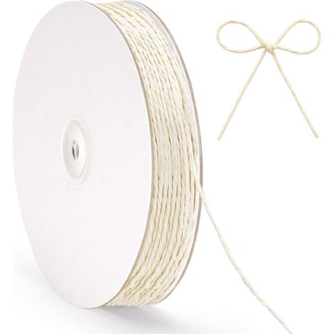 100m Ficelle en Papier:2mm Ruban en Papier Raphia Beige,Raphia pour Crocheter,Emballage Cadeau,Noël,Mariage,Déco de Fête,Loisirs Créatifs (1/5)