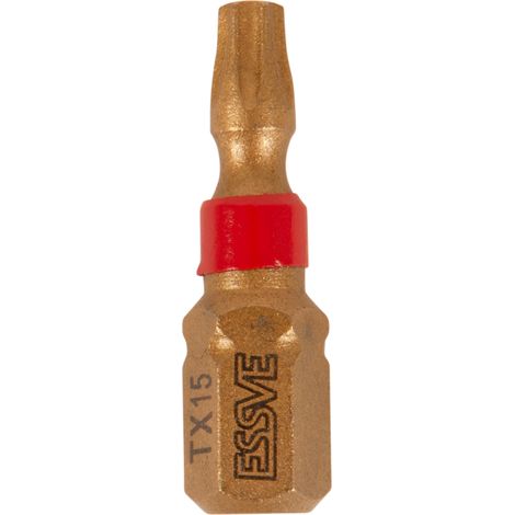 Punte per avvitatore a impulsi ESSVE XTR corte Torx TX15 coniche da 25 mm, 3 pezzi (1/2)
