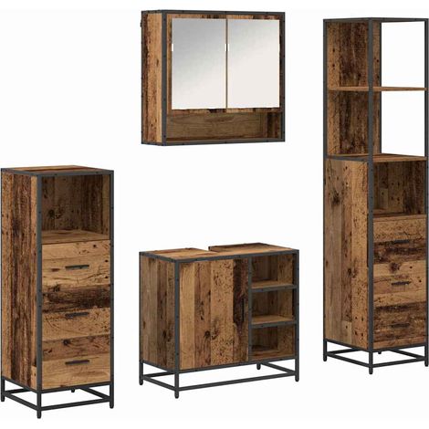Juego de muebles de baño con cajón 4 pcs Madera envejecida vidaXL (1/5)
