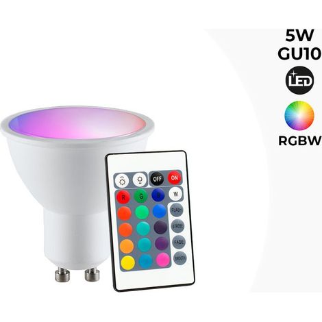 Barcelona Led – Ampoule LED GU10 RGBW 5W – Télécommande incluse – 400lm – Éclairage blanc chaud et multicolore – Pour bars et événements festifs (1/5)