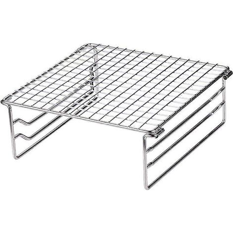 Grille de maintien au chaud pour barbecue en acier inoxydable, pliable, pour extérieur-Silver