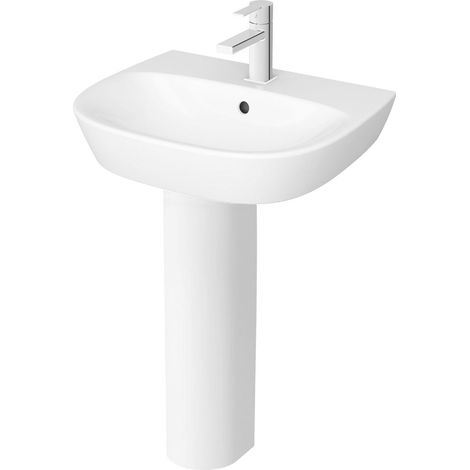 Vitra Zentrum Basin with Full Pedestal 550mm Wide - 1 Tap Hole (1/5)