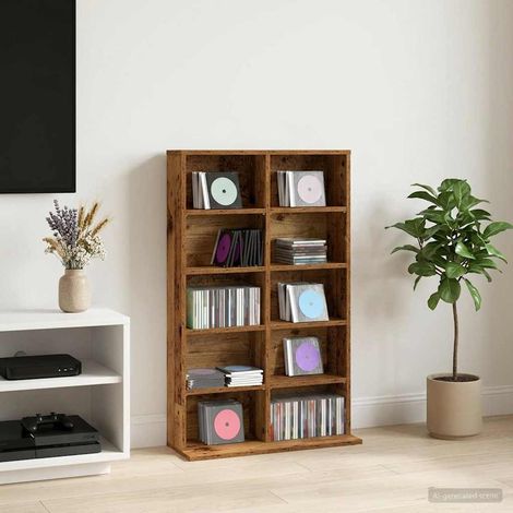 vidaXL CD Cabinet Old Wood 65 x 23.5 x 97.5 cm Engineered Wood (1/5)
