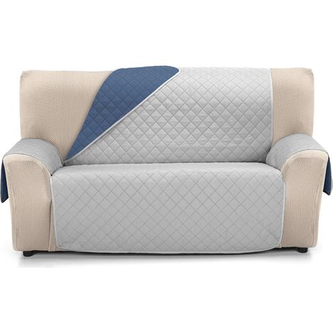 Couvre-canapé matelassé réversible 4 Places Gris Bleu (1/5)