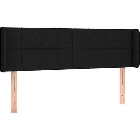 Tête de lit accessoire couchage chambre à coucher meuble avec rebord latéral 147 x 16 x 78/88 cm tissu noir TDL0204571