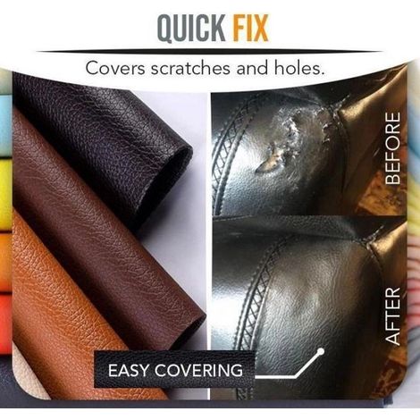 Kit de réparation cuir PU auto-adhésif – Similicuir noir – Patchs et écussons – Multifonctionnel (1/5)