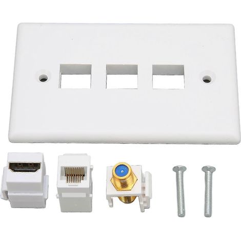 Plaque murale HDTV avec HDMI, CAT6 3 ports Ethernet et tête F - multifonction (1/5)