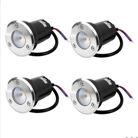 Spot encastrable au sol à LED 4, lampadaire encastré 5W pour l'extérieur, Spot encastrable au sol extérieur, antirouille, chargeable jusqu'à 800 kg, 12V-24V DC, acier inoxydable rond blanc (Blanc Chau (1/4)
