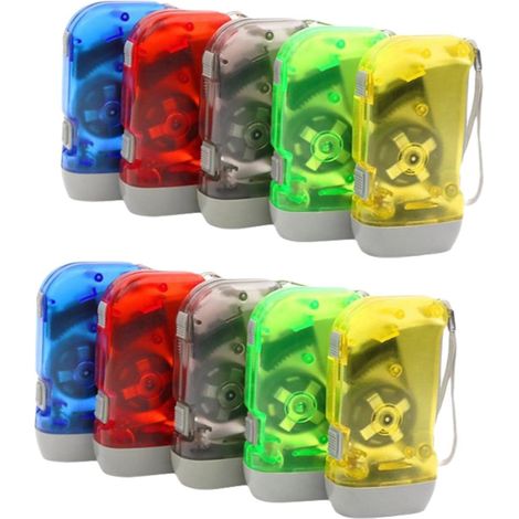 Lampe Torche de Secours à Manivelle, Dynamo 3 LED Sans Pile SOS pour Panne Camping Randonnée, 10 Pièces (1/5)