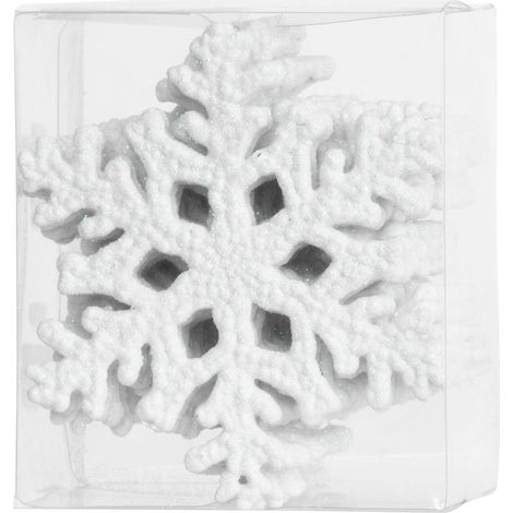 Dekoration MagicHome Weihnachten, 12 Stk., Schneeflocke, weiß, für Weihnachtsbaum, 10 cm (1/2)