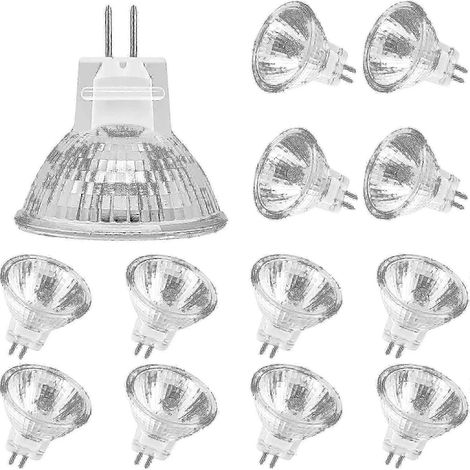 Ampoules halogènes GU4 12 V 20 W à intensité variable, blanc chaud 2700 K, lot de 12 pour plafonnier (1/5)