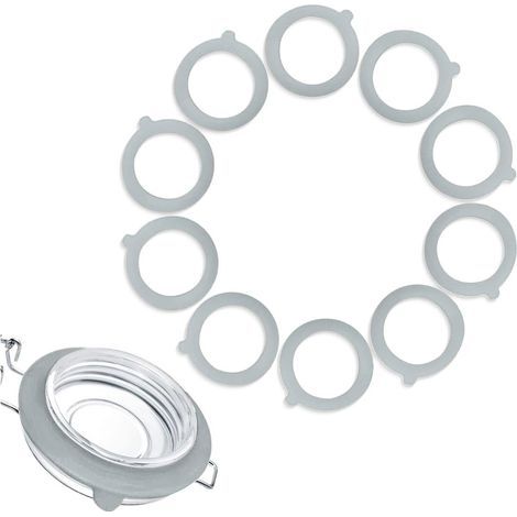 CCYKXA  10x Silicone Jar Seals, Replacement Silicone Jar Seals, Interchangeable Jar Seals, Waterproof Silicone Jar Seals, Rubber Jar Seals for Glass Clip Lids (Grey)