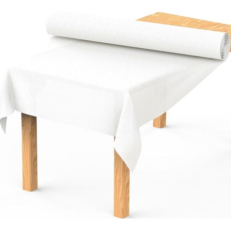 Rouleau de Nappe de Table, jetable, en Papier Non tissé, 1,16 m × 25 m, pour Tente de bière, Lavable, Convient pour fête, Anniversaire, Mariage, Blanc (1/5)