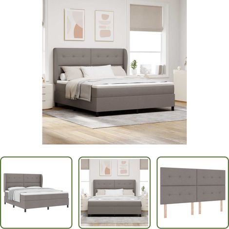 Matelas - Lit à ressorts avec matelas Taupe 180 x 200 cm tissu (1/5)