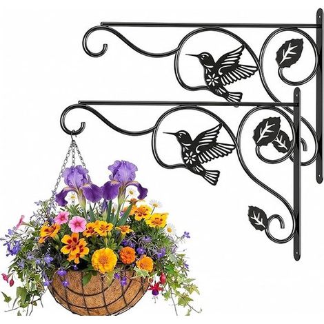 2 colgadores para plantas, Gancho para plantas, Gancho para flores, Gancho decorativo de pared, campanillas de viento, macetas, faroles (1/5)