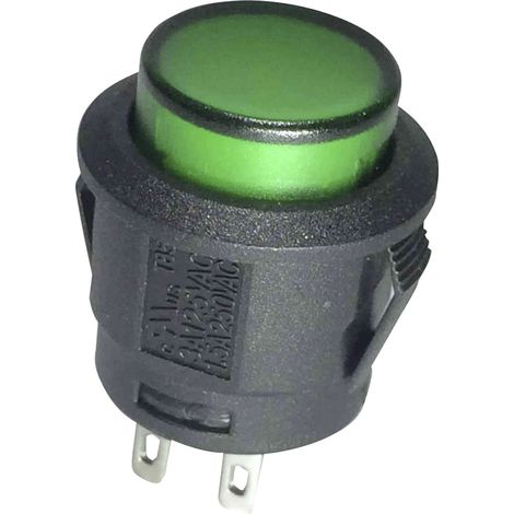 TRU COMPONENTS 1587763 TC-R13-527AL-02GN Drucktaster 250 V/AC 6 A 1 x Aus/(Ein) tastend Grün   1 St.