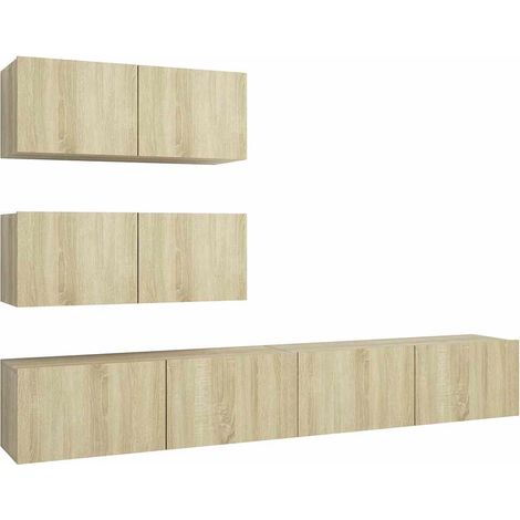 Maison Exclusive - Juego de muebles de salón 4 piezas roble Sonom (1/5)