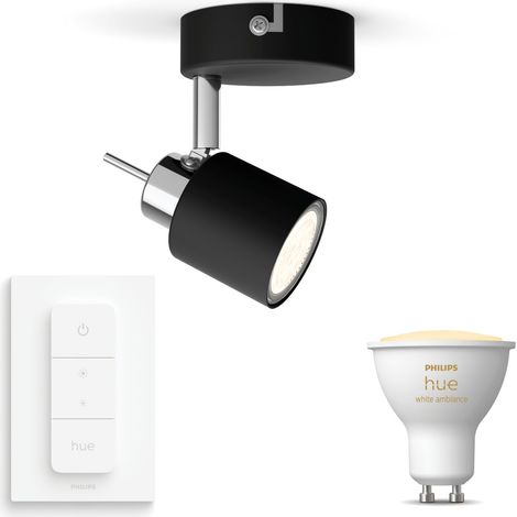 Philips Hue Meranti Spot en saillie à 1 point lumineux GU10 (Noir) Lumière blanche chaude à froide - Comprend 1 Variateur de lumière - White Ambiance (1/5)