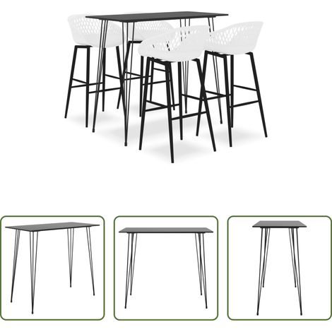 Tabouret de bar - Ensemble de bar 5 pcs Noir et blanc (1/5)