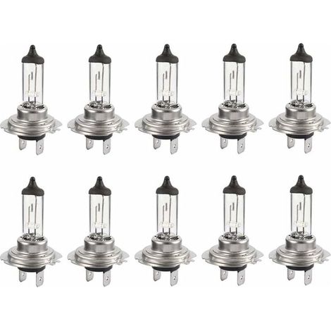 Lot de 10 ampoules halogènes LED H7 12 V 55 W - longue durée - Feux de croisement pour voiture - blanc (1/5)