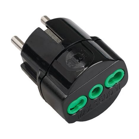 ADATTATORE SCHUKO-16A BIPASSO FME - NERO 2P+T- 5 pezzi