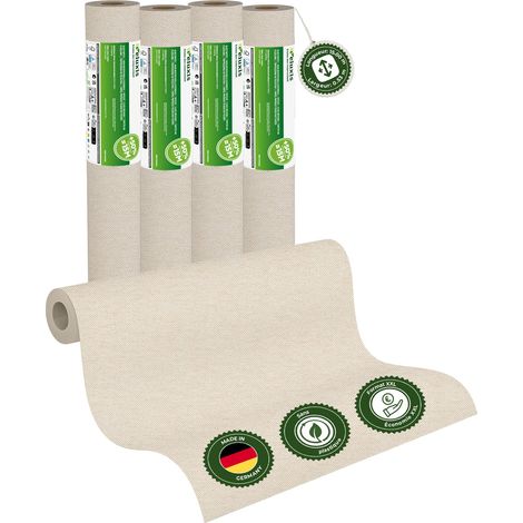 Veluxis® UNI Glattvlies Vliestapete XXL Rolle 15m x 0,53m Elfenbein – Matt & leicht strukturiert – Wandklebetechnik ohne Einweichen – Hoch waschbeständig & stoßfest – Made in Germany
