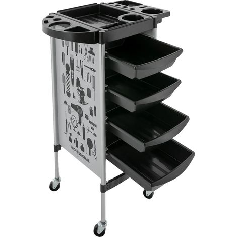 Carrito para salón, 5 niveles, 4 cajones, BLANCO (1/2)