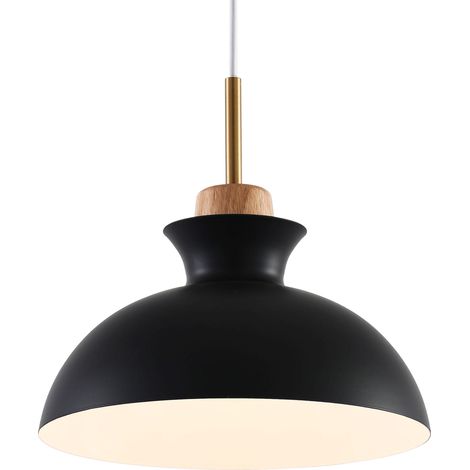 Parrot Uncle Black Metal Ceiling Pendant Light Shade 28cm, Easy Fit Modern Hanging Lampshade for Living Room, Bedroom, Kitchen, Dining Room, Café & Restaurant (Bulb Not Included) (1/5)