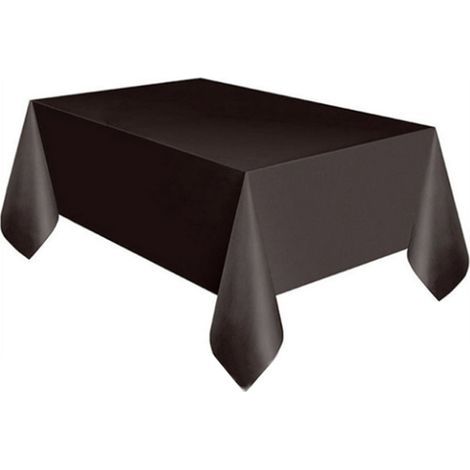 Mantel desechable de plástico PE, de color liso, redondo o rectangular, resistente al aceite, para uso doméstico, en hoteles o en fiestas (negro). (1/4)