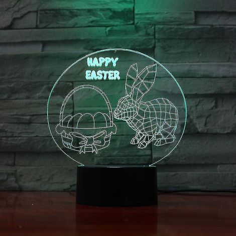 Veilleuse LED 3D Lapin de Pâques, lampe de table à couleurs changeantes (1/2)