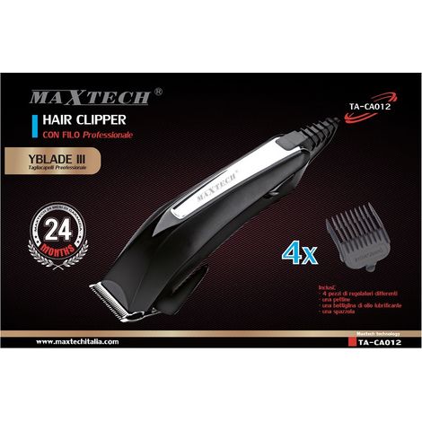 MaxTech - Tagliacapelli Barba Uomo Regolabile Con Filo Con Spazzola 4x Maxtech Ta-ca012 -