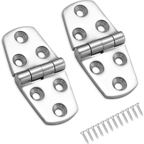 Bisagras de acero inoxidable 316 de alta resistencia, 3 x 1,5 pulgadas, bisagras de alta resistencia para puertas de armarios de terraza con tornillos (paquete de 2) (1/4)