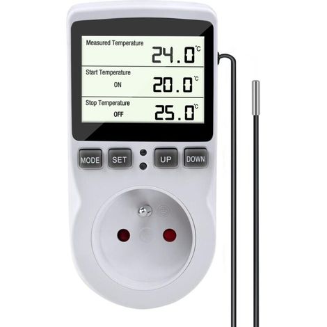 Prise Thermostat, Regulateur Température Numérique, Prise Programmable Digitale avec Sonde, Minuterie Numérique Programmable, Prise Thermostat Chauffage pour Serre, Aquarium (1/4)