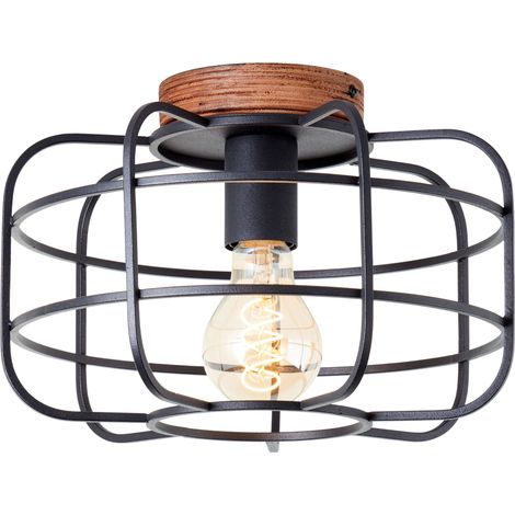 Brilliant Lampe Gwen Deckenleuchte 30cm antik holz/schwarz korund Metall/Textil/Holz braun 1x A60, E27, 40 W (1/4)