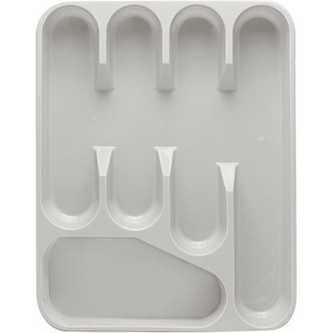 Portaposate dimensione 33,5x26,5x4,5 cm - Con 5 scomparti per posate e utensili in cucina - Bianco (1/5)