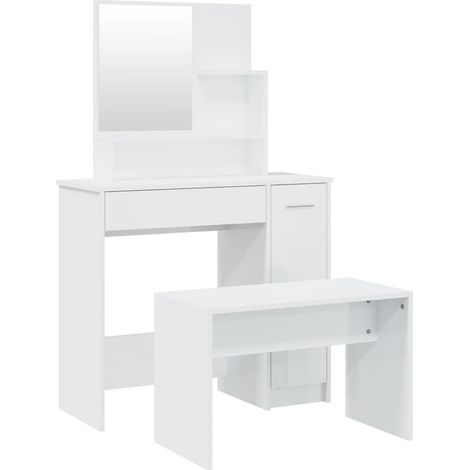 Maison Exclusive - Schminktisch-Set Hochglanz-Weiß 86,5x35x136 cm (1/5)