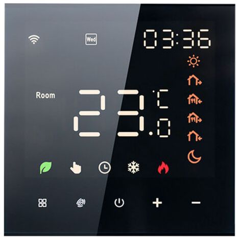 Pair - SJLERST Thermostat intelligent 16A, panneau de contrôle de température programmable à commande vocale, interrupteur de thermostat de sol pour climatisation (noir) (1/5)