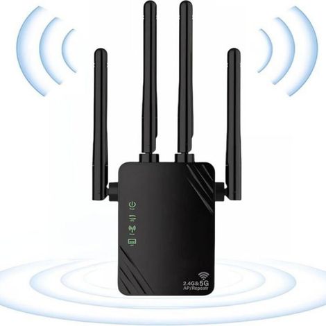 Répéteur WiFi - ZOR® - 1200 Mbps - Dual Band 2.4 GHz et 5 GHz - Antenne 3 dBi - Portée 6-10 m - Surface 80-100 m² (1/5)