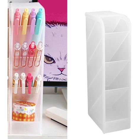 Boîte de rangement de bureau à 4 niveaux, motif dessin animé, gain de place, résistante, pour organiser vos rouges à lèvres. Idéale pour le bureau ou la maison. (1/5)