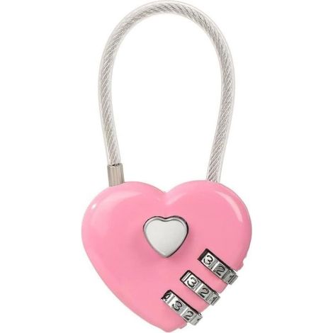 Lucchetto a forma di cuore, lucchetto a combinazione a tre cifre, lucchetto per bagagli, lucchetto per cassetti da palestra (rosa) (1/5)