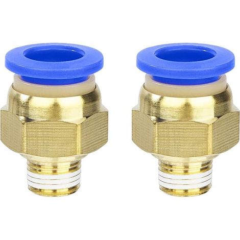 Straight Pneumatic Fittings, 8mm OD x 1/4" Male Thread Copper Pneumatic Connection Fitting Quick Connect Fitting for Hose (1/3)