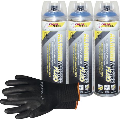 vasalat Dupli-Color Markierungsspray mit 360 Grad Ventil Set - Markierspray Neon blau für professionelle Markierungen, 3 Stück (1/5)