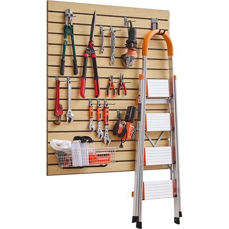 1220x1220 mm Lot de 2 Panneau à Lattes Mural MDF Rangement et Organisation Outils pour Garage Atelier (1/5)